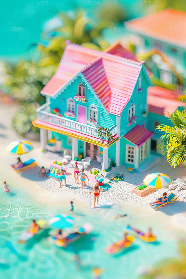 C4D海滩3D高清模型