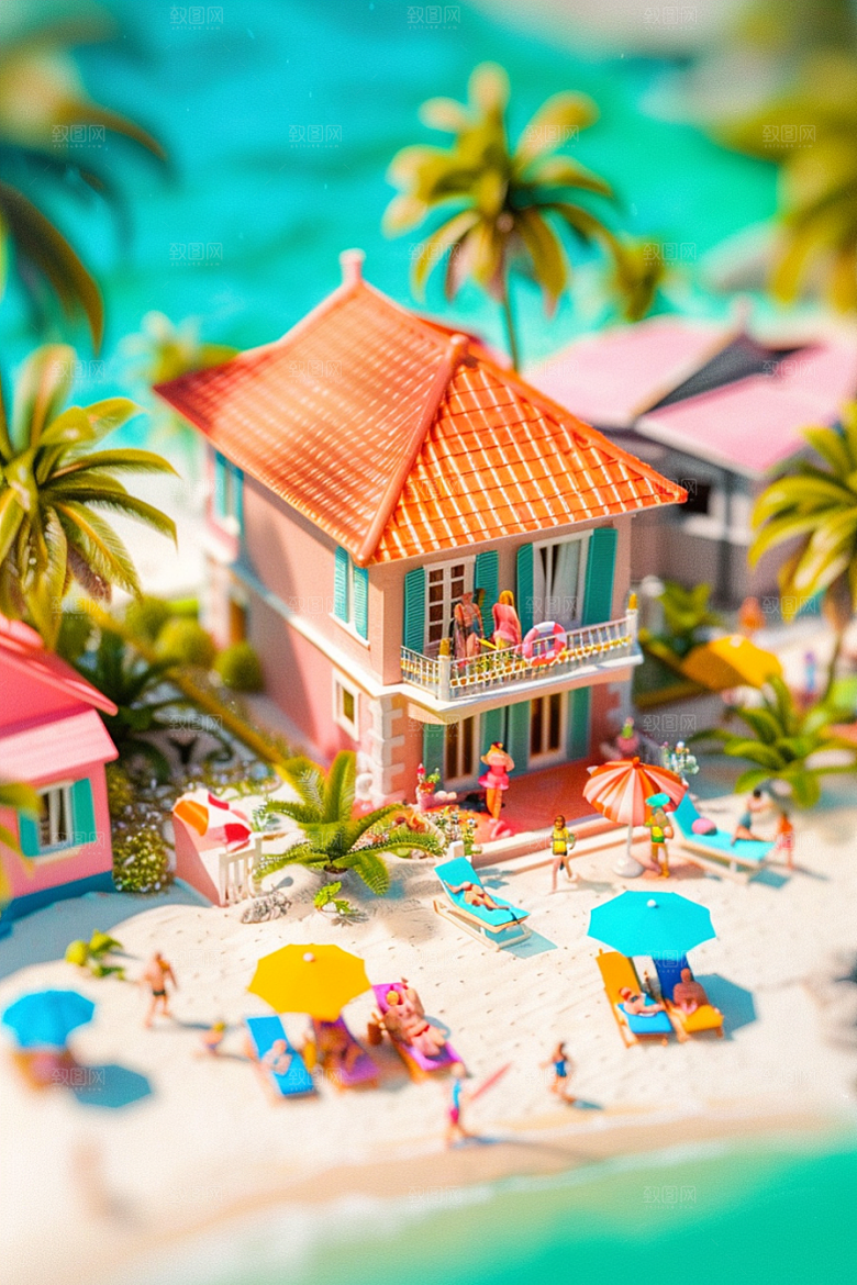 C4D海滩沙滩3D模型