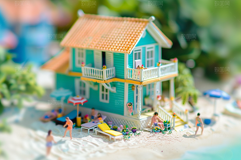 C4D海滩立体3D模型