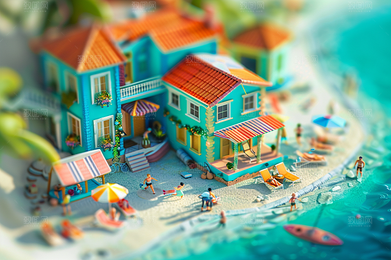C4D海滩大海高清模型