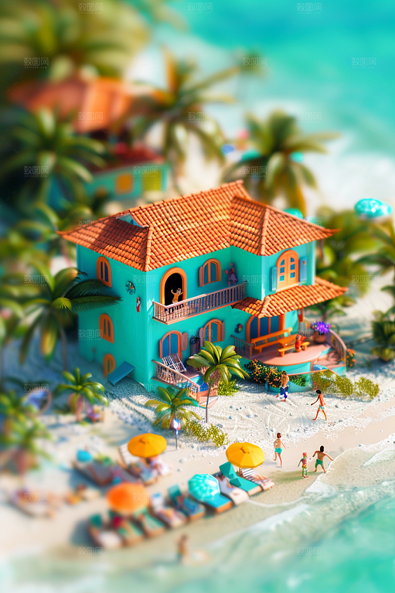 C4D海滩3D自然模型