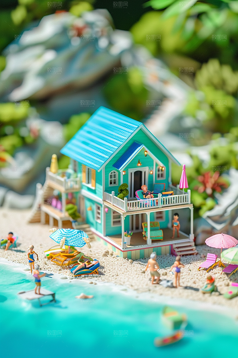 C4D海滩立体风光模型