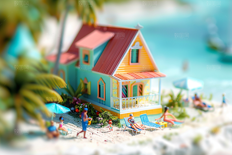 C4D海滩风光3D模型