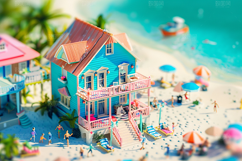 C4D海滩3D沙滩模型