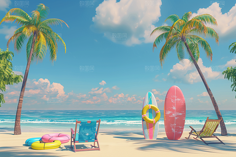 C4D海滩高清自然模型