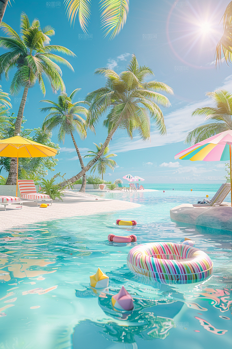 C4D海滩度假3D模型
