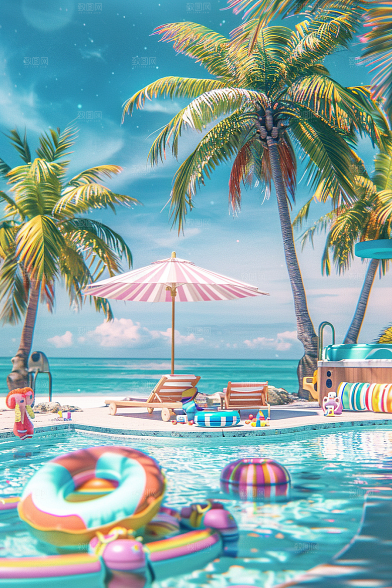 C4D海滩立体高清模型