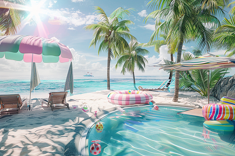 C4D海滩高清风光模型