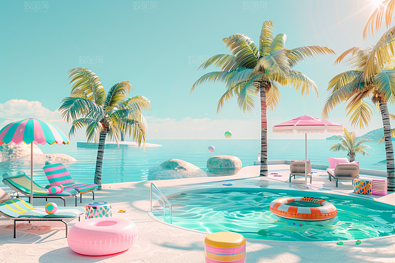 C4D海滩自然沙滩模型