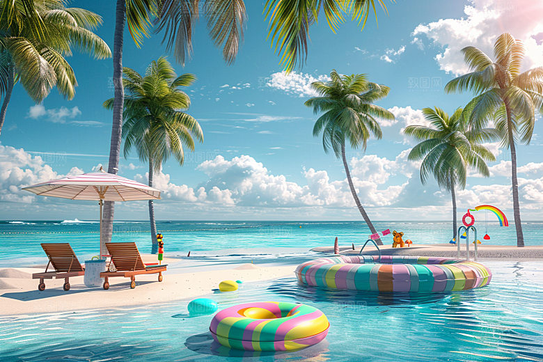 C4D海滩风光3D模型
