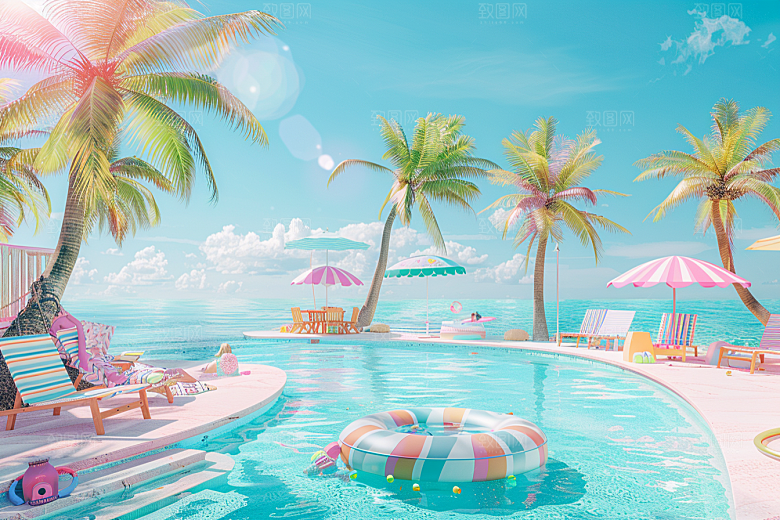 C4D海滩风光立体模型