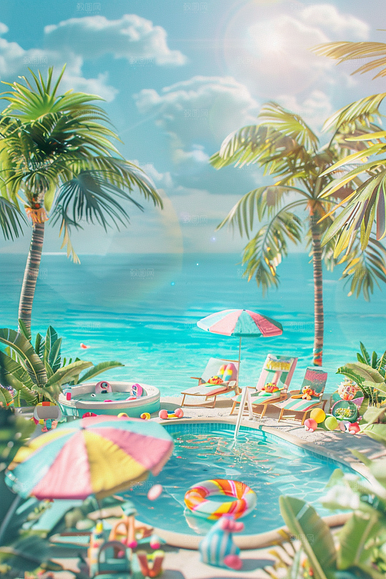 C4D海滩3D沙滩模型