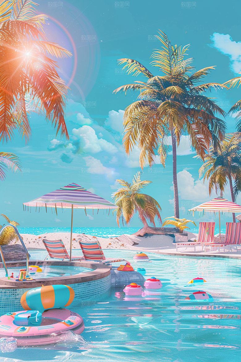 C4D海滩大海沙滩模型