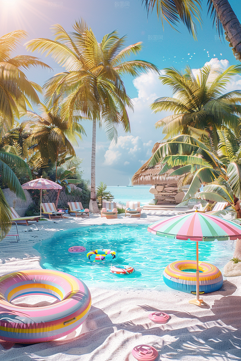 C4D海滩3D自然模型