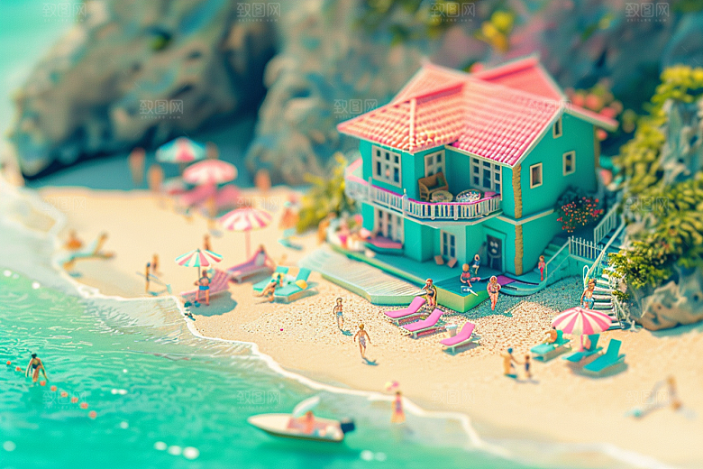 C4D海滩高清3D模型