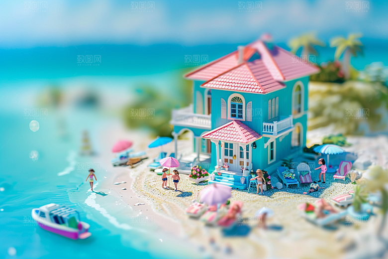 C4D海滩高清琉璃大海模型