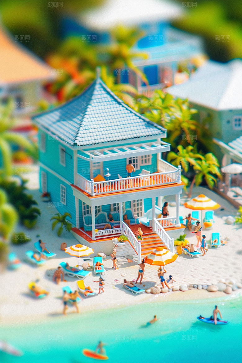 C4D海滩高清夏天模型