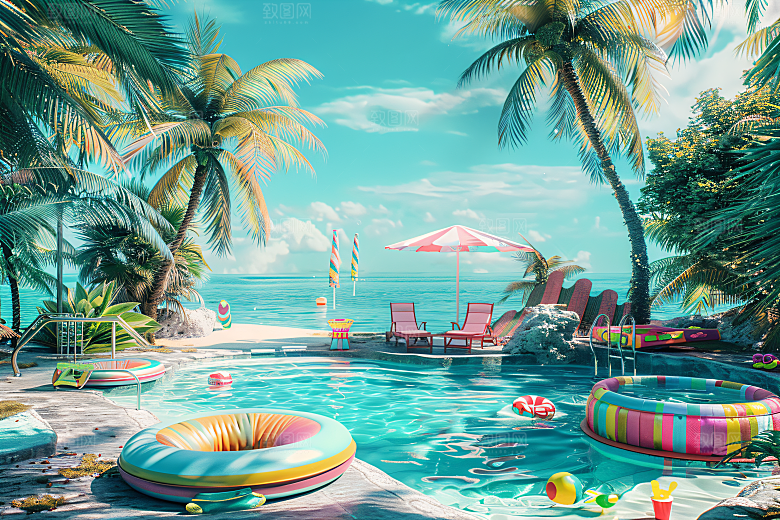 海滩沙滩C4D模型