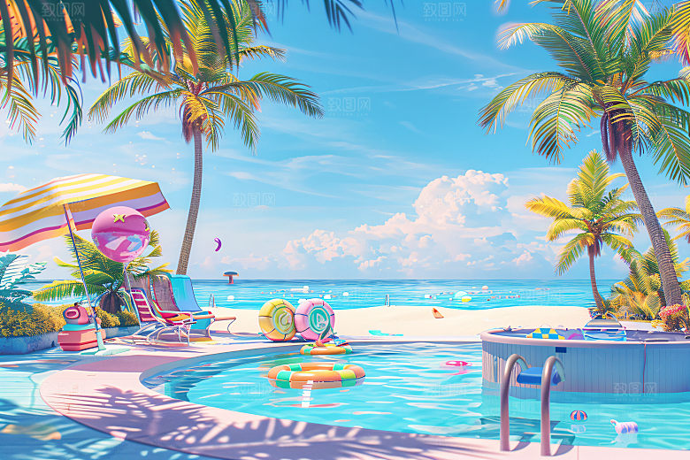 海滩夏季度假模型