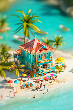 海滩旅行海岛模型