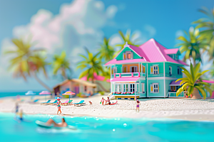 海滩旅行海岛模型