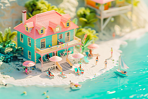 海滩旅游夏日模型