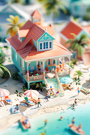 海滩沙滩夏季模型