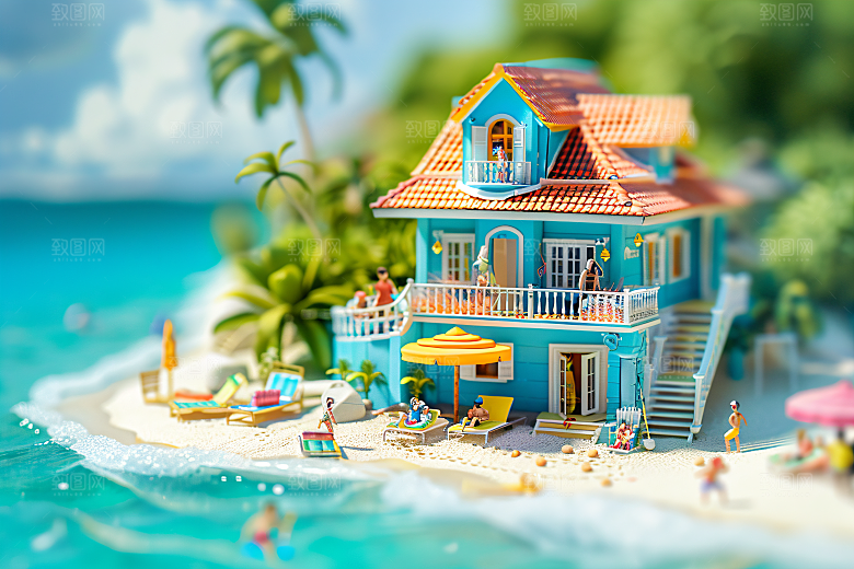 海滩夏日清凉模型
