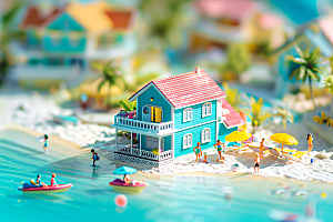 海滩海岛旅游模型