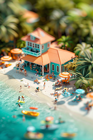 海滩3D旅行模型