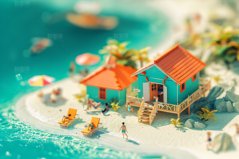 海滩卡通清凉模型