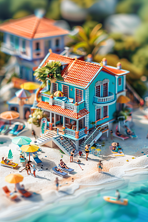 海滩3D海岛模型