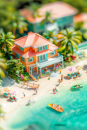 海滩旅游度假模型