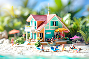 海滩夏日海岛模型