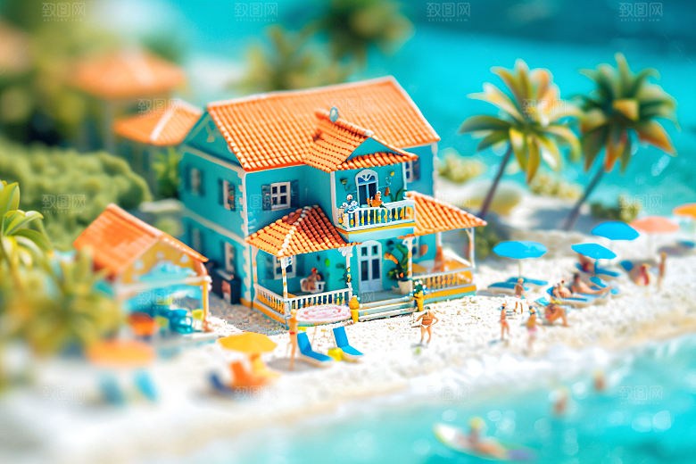 海滩夏季C4D模型