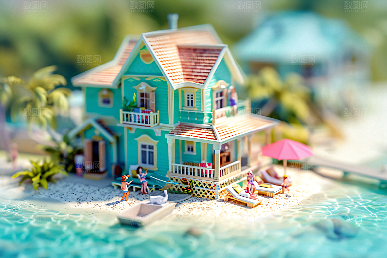 海滩旅游C4D模型