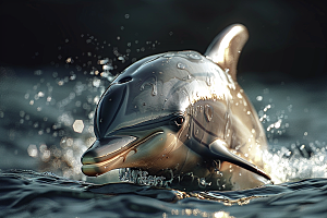 海豚游泳海洋生物素材