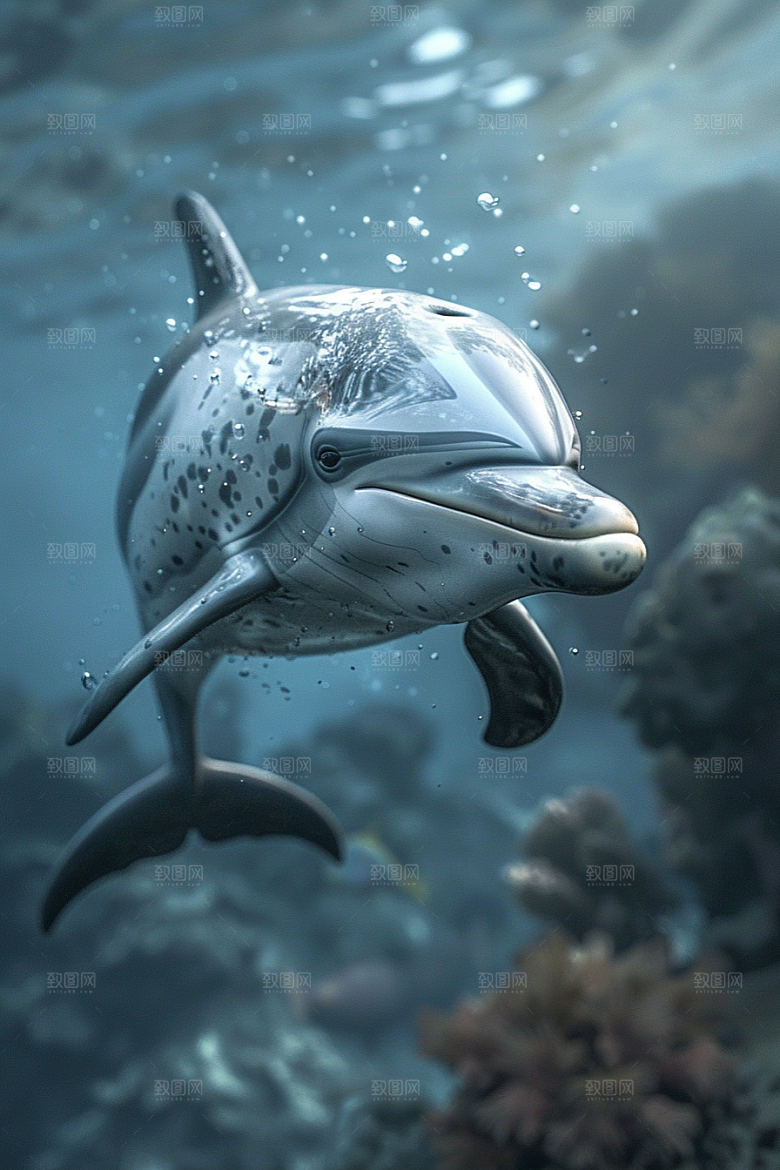 海豚大海生灵游泳素材