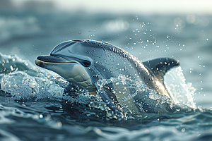 海豚游泳保护动物素材