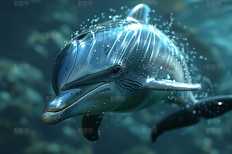 海豚游泳大海生灵素材