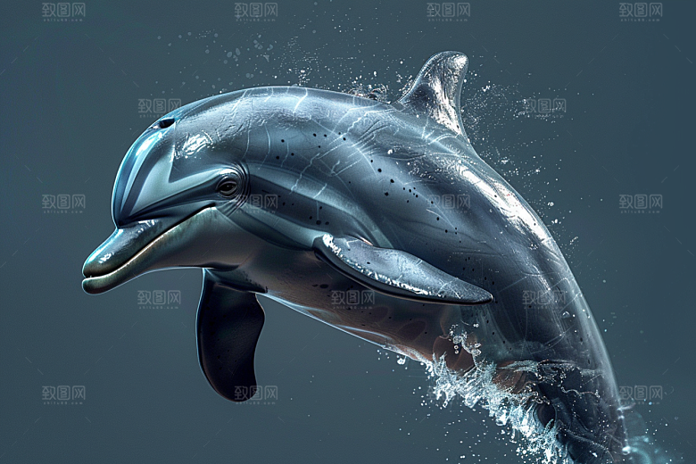 海豚游泳海洋生物素材