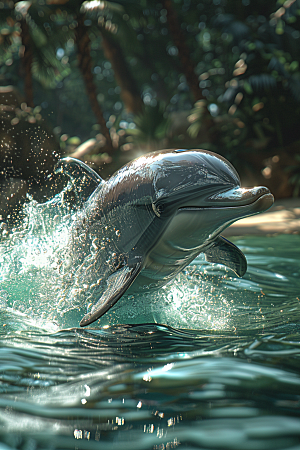海豚大海生灵游泳素材