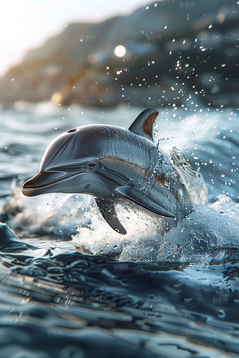 海豚游泳海洋生物素材
