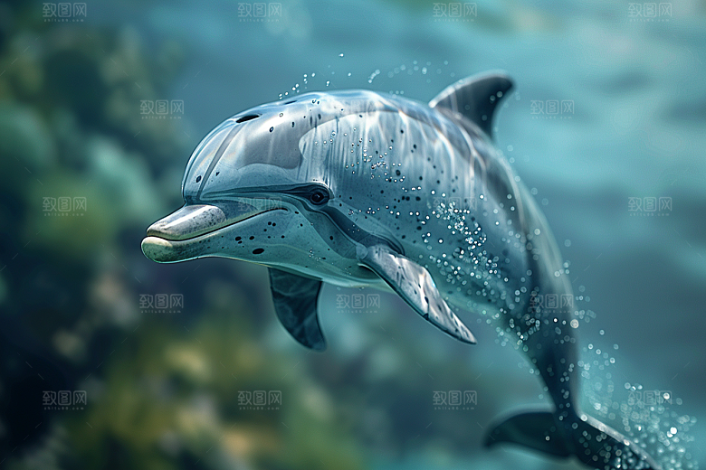 海豚游泳保护动物素材