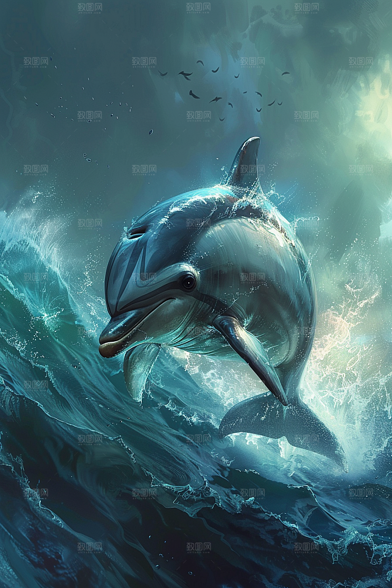 海豚大海生灵保护动物素材