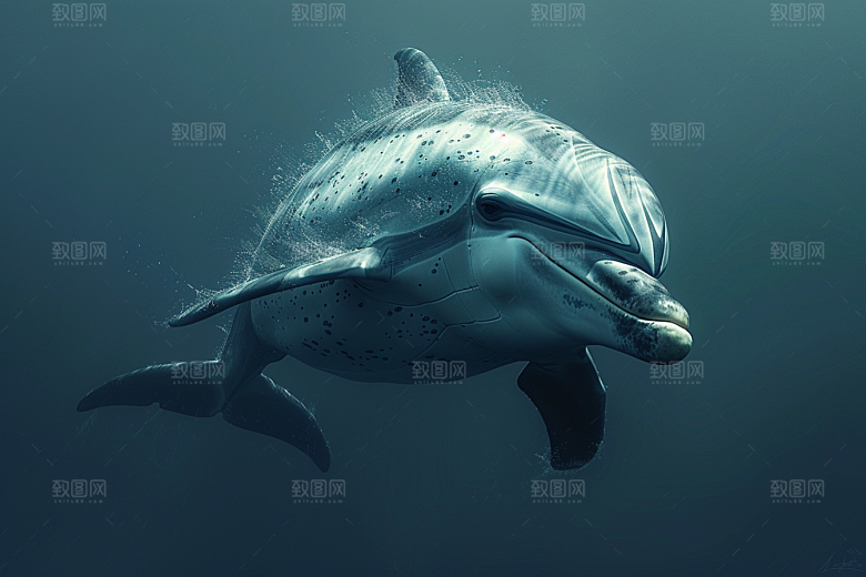 海豚游泳保护动物素材