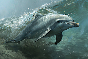海豚游泳保护动物素材
