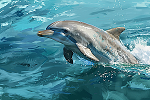 海豚大海生灵游泳素材