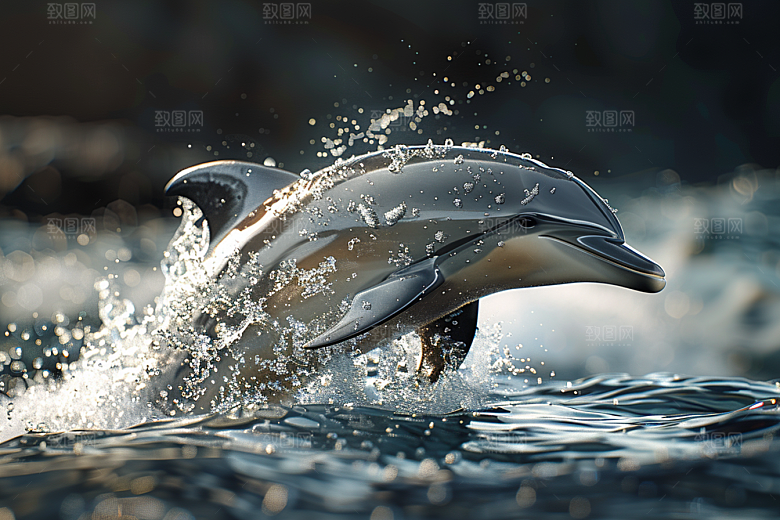 海豚游泳海洋生物素材