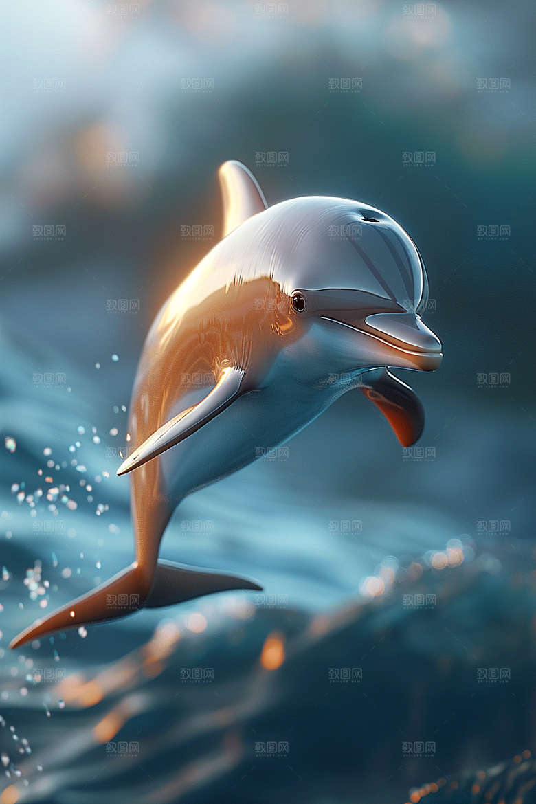 海豚游泳大海生灵素材